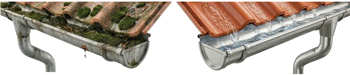 Gouttières - Avant/Après comparaison