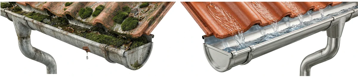 Gouttières - Avant/Après comparaison